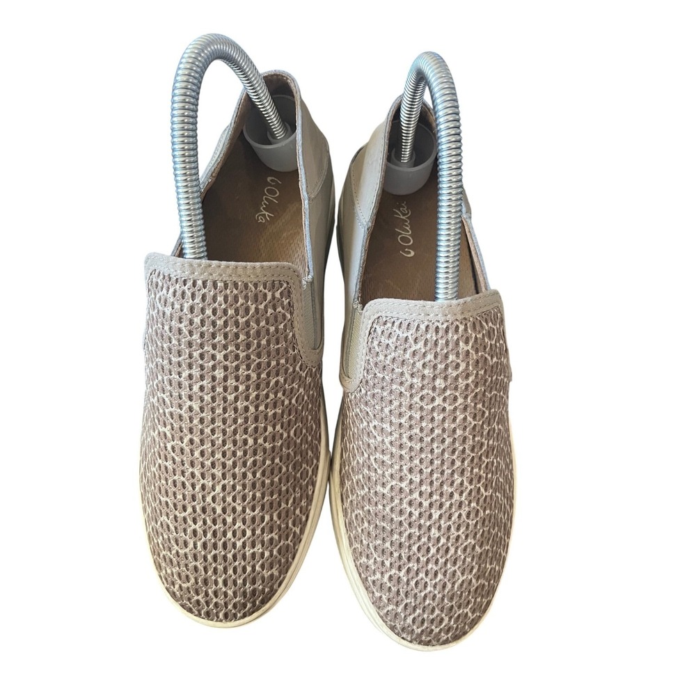 Oluka Womens Slip On Sneakers Tan Leopard Print Mesh Comfort Casual Shoes Sz 7 - Picture 3 of 14